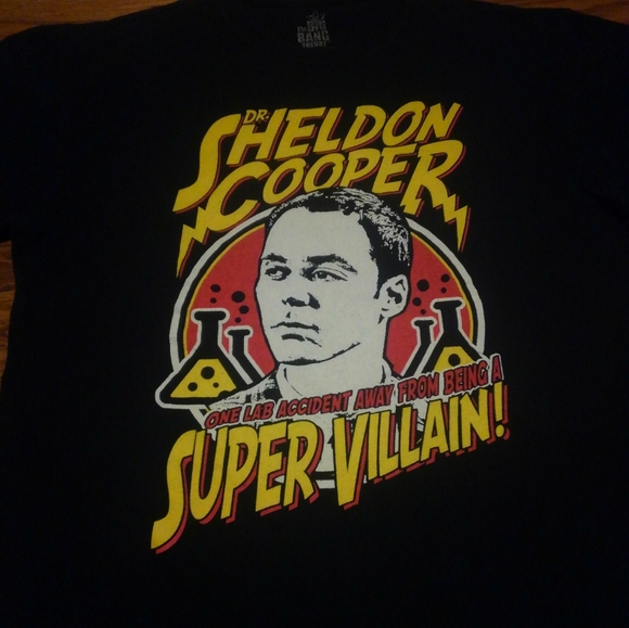 ⚛️ Big Bang Theory 🔥 Sheldon Cooper Shirt Large Super Villain 📺 Comedy Sitcom - Picture 2 of 7